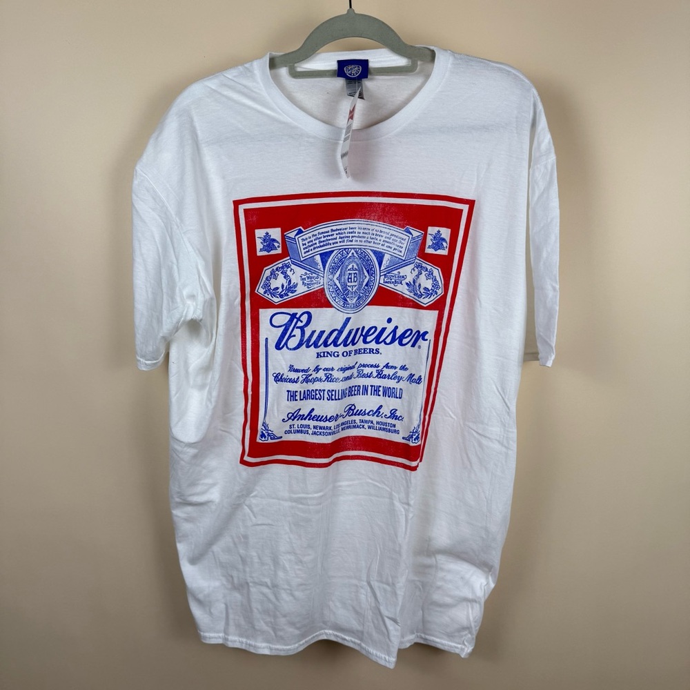 Budweiser Red and Blue Vintage Logo T-Shirt Brew City Brand 2XL